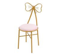 Chaise de coiffeuse papillon en velours rose doré 100 kg | Élégante chaise de cocktail avec dossier et rembourrage en flanelle douce pour chambre à coucher, salon de manucure et