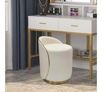 Chaise de coiffeuse ronde nappa, pivotante à 360°, détails dorés - Tabouret moderne pour la chambre ou le salon Élégant tabouret de coiffeuse avecCe tabouret est recouvert de cuir nappa doux et agréab