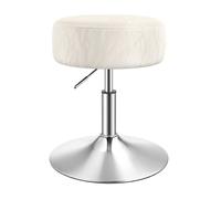 Chaise de Coiffeuse ,Tabouret de Maquillage,Réglable en Hauteur, Pivotant à 360°, PU, Rembourrage Épais, Blanc
