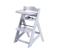 Chaise de croissance en bois Buxibo pour enfants - Avec planche à manger - Chaise réglable pour le confort et le design - Coussins inclus - 48x58x80 cm - Gris