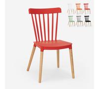 Chaise de cuisine restaurant extérieur design moderne en polypropylène bois Lys