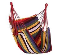 Chaise de Hamac en Toile à Rayures Colorée Portable Confortable Siège Swing Suspendu pour Le Salon