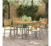 Chaise de jardin 4 pcs Marron 56 x 57 x 87 cm, chaise de terrasse pliante en bois d'acacia massif et cadre en acier, idéal pour patio et terrasse.