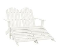 vidaXL 2-Seater Garden Adirondack Chair&Ottoman Fir Wood White