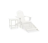 vidaXL Chaise de jardin Adirondack avec repose-pieds & table en bois de sapin blanc