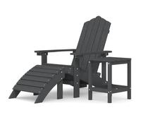 Chaise de jardin Adirondack avec tabouret & table PEHD Anthracite