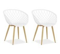 Chaise de jardin avec accoudoirs Blanc Lot de 2 Beige G