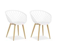 Chaise de jardin avec accoudoirs Blanc Lot de 2 Beige G