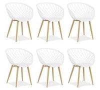 Chaise de jardin avec accoudoirs Blanc Lot de 6 Fauteuils Beige G