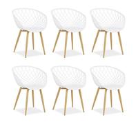 Chaise de jardin avec accoudoirs Blanc Lot de 6 Fauteuils