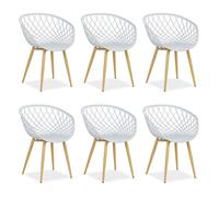 Chaise de jardin avec accoudoirs Gris Lot de 6 Fauteuils de jardin Plastique Chaises exterieur Chaises interieur