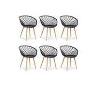 Chaise de jardin avec accoudoirs Noir Lot de 6