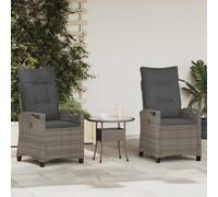 vidaXL Ensemble 2 chaises de jardin d'extérieur acier et polyester gris et bleu marine avec oreiller