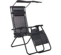 Chaise de jardin avec repose-pieds Chaise longue avec toit solaire 110 x 80 x 67 cm Chaise de plage à haut dossier avec accoudoirs Coussin pour la nuque Bord latéral Sac suspendu