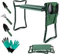 Chaise de jardin, banc à genoux pour le jardinage, chaise de jardin avec coussin en mousse EVA pouvant supporter jusqu'à 150 kg, pour ranger les outils de jardinage et les gants