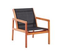 vidaXL Chaise longue de jardin en bois massif d'eucalyptus et textilène – Noir