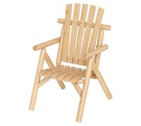 Chaise de jardin COSTWAY en bois, fauteuil de jardin résistant aux intempéries avec dossier incliné et accoudoirs, chaise de balcon, chaise de terrasse, chaise en bois naturel