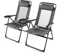 Chaise de jardin COSTWAY OP70270GR-2, 2 pièces, pliable, avec dossier réglable, noir, 77 x 59 x 44 cm - A