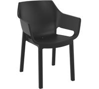 Chaise de jardin Dora, noire, avec un siège ergonomique