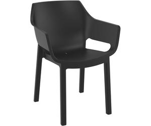 Chaise de jardin Dora, noire, avec un siège ergonomique