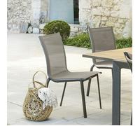 Chaise de jardin empilable AXANT Wengé Praline Aluminium traité époxy, Texaline Hespéride