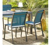 Chaise de jardin empilable ESSENTIA Bleu canard Graphite Aluminium traité époxy, Texaline Hespéride
