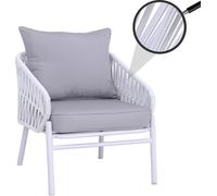 Chaise de jardin en aluminium HWC-P90, fauteuil lounge d'extérieur, tissu/textile tressé Rope (180 g/m²) ~ gris clair