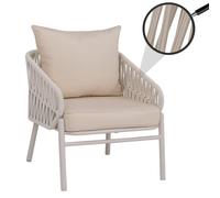 Chaise De Jardin En Aluminium Hwc-P90, Fauteuil Lounge D'extérieur, Tissu Tressé Rope/Textile (180 G/M²) Crème Gris