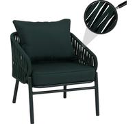 Chaise de jardin en aluminium HWC-P90, fauteuil lounge d'extérieur, tissu tressé Rope/textile (180 g/m²) ~ vert