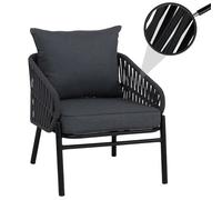 Chaise de jardin en aluminium HWC-P90, fauteuil lounge d'extérieur, tissage en corde Rope tissu/textile (180 g/m²) ~ anthracite