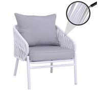 Chaise de jardin en aluminium HWC-P90, fauteuil lounge d'extérieur, tissu/textile tressé Rope (180 g/m²) ~ gris clair