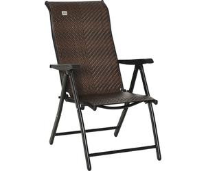 Chaise de jardin en poly rotin Outsunny Dossier réglable Chaise pliante brune