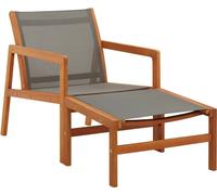 Chaise de jardin et repose-pied Gris Eucalyptus et textilène