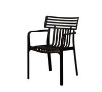 Chaise de jardin Floordirekt Terrano, empilable, en plastique, avec accoudoirs, résistante aux intempéries et aux UV, pour balcon et terrasse – Noir, lot de 6