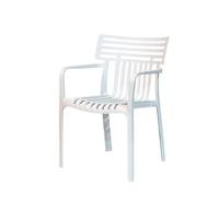 Chaise de jardin Floordirekt Terrano, empilable, en plastique, avec accoudoirs, résistante aux intempéries et aux UV, pour balcon et terrasse – Blanche, lot de 6