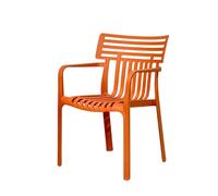 Chaise de jardin Floordirekt Terrano, empilable, en plastique, avec accoudoirs, résistante aux intempéries et aux UV, pour balcon et terrasse – Orange, lot de 6