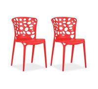 Homestyle4u Lot de 2 chaises de jardin - Rouge
