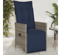 vidaXL Chaises de jardin réglables 2 pièces avec coussins Gris Poly Rattan