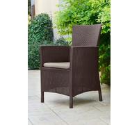 Chaise de jardin Keter Allibert Iowa, couleur : marron avec coussin de chaise