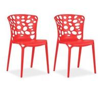 Homestyle4u Lot de 2 chaises de jardin empilables en plastique Rouge
