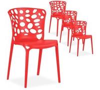 Homestyle4u lot de 4 chaises de jardin - Rouge