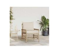 vidaXL Chaise de jardin avec coussin Beige 73 x 61 x 77 cm Poly-rotin