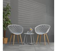Chaise de jardin Lot de 2 avec accoudoirs Gris Fauteuils Plastique Homestyle4u