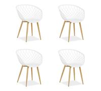 Chaise de jardin Lot de 4 avec accoudoirs Blanc Fauteuils Plastique Homestyle4u