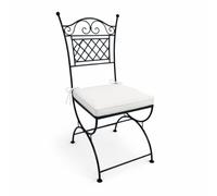 ORIGINALE Chaise de jardin orientale en métal noir Caravaca | Chaise de balcon marocaine avec coussins d'assise | Chaise en fer comme chaise de bistrot | Décoration méditerranéenne dans le jardin ou s