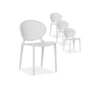 Chaise de jardin Moderne Lot de 4 Gris Chaises design Plastique Chaises exterieur Chaises empilable Chaise de cuisine