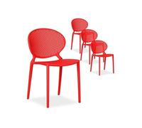 Chaise de jardin Moderne Lot de 4 Rouge Chaises design Plastique Chaises exterieur Chaises empilable Chaise de cuisine