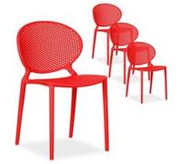 Chaise de jardin moderne lot 4 chaises rouge Rouge G
