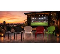 Chaise de jardin Moderne Lot de 4 Rouge Chaises design Plastique Chaises exterieur Chaises empilable Chaise de cuisine