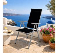 Chaise de jardin pliante Aluminium - Textile gris argenté/noir